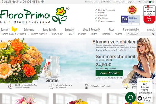 Screenshot FloraPrima - Blumenversand 