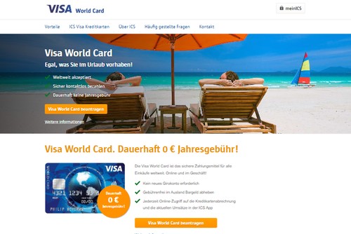 Screenshot Visa World Card - Weltweit bezahlen mit der Visa Kreditkarte