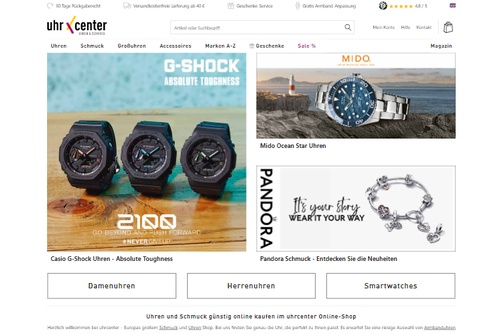 Screenshot uhrcenter: Ihr Online-Shop für Uhren & Schmuck