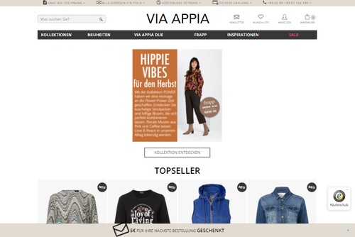 Screenshot VIA APPIA - Große Größen für Frauen, die Mode lieben