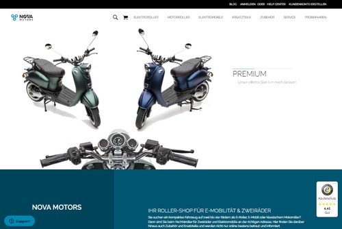 Screenshot Nova Motors | Elektroroller, Motorroller und Elektromobile