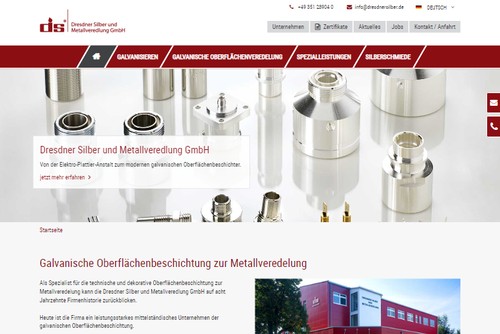 Screenshot Galvanische Oberflächenveredelung - Dresdner Silber