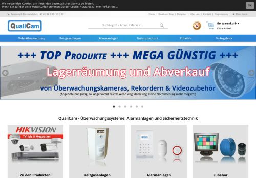 Screenshot Qualicam GmbH - Ihr Ansprechpartner für Sicherheitstechnik