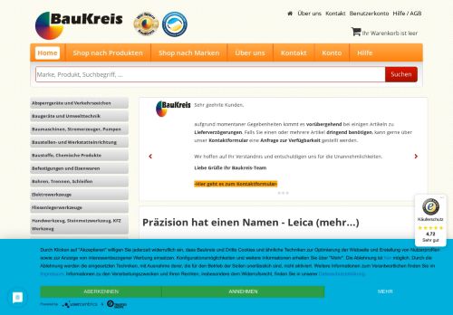 Screenshot: BauKreis - Werkzeug-Shop