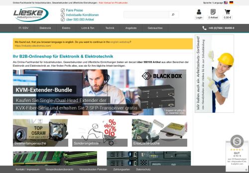 Screenshot: lieske-elektronik.de - Businesskundenshop