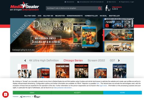 Screenshot: media-dealer.de - DVD FSK 18 Versand, Games & Multimedia