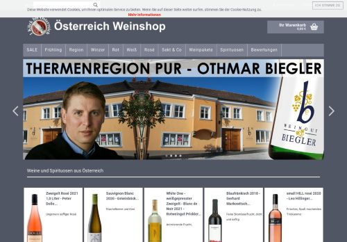 Screenshot Österreich Weinshop - 1 Klick bis Österreich