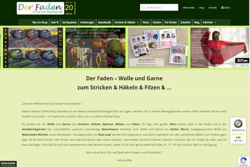 Screenshot: Anja Bünger - Der Faden - handarbeitsladen.de