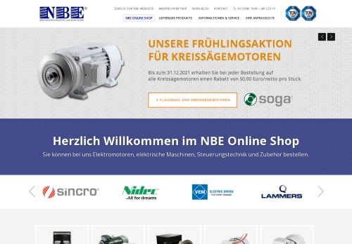 Screenshot: Elektromotoren Shop - NBE
