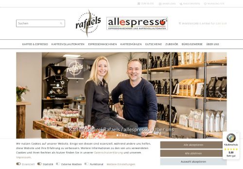 Screenshot: allespresso.de - Espressomaschinen und Espresso genial günstig