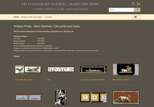 Screenshot antique-prints.de - Le voyage en papier