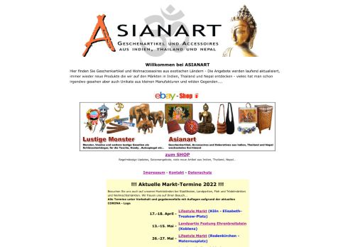 Screenshot: Asianart - Geschenkideen und Accessoires aus Asien