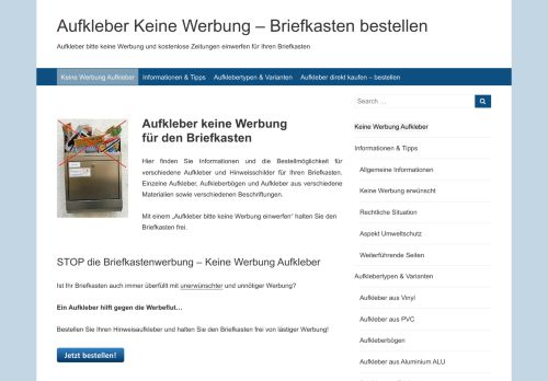 Screenshot Aufkleber keine Werbung