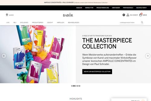 Screenshot BABOR Cosmetics - Der offizielle Babor E-Shop