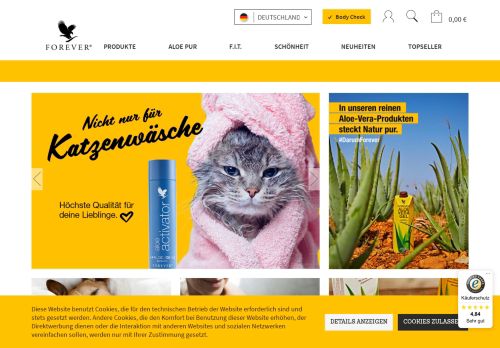 Screenshot Aloe Vera Onlineshop ! - be-forever.de