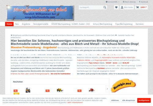 Screenshot blechmodelle.com - Nostalgiemodelle aus Blech