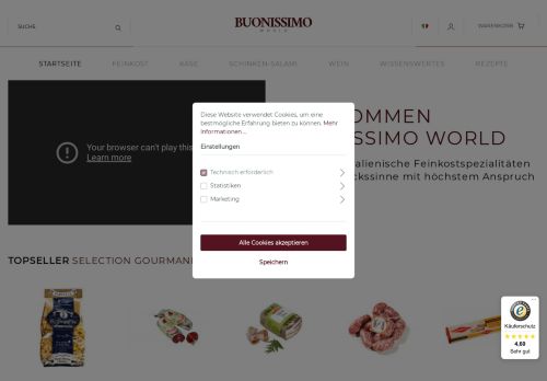 Screenshot buonissimo-world.de - Feinkost aus Italien