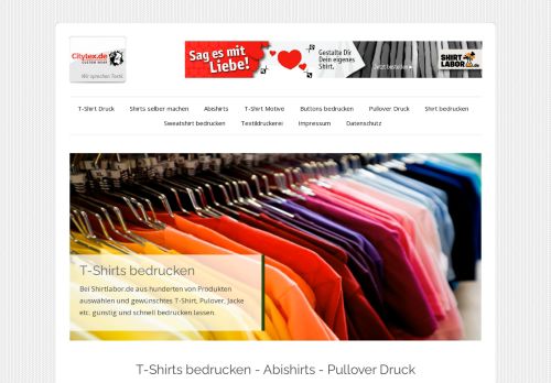 Screenshot CITYTEX.DE - CUSTOMWEAR | fashion & textildruck