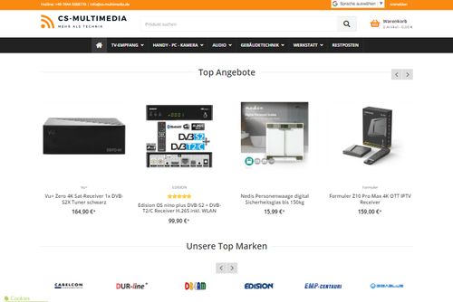 Screenshot CS-Multimedia GmbH | Digital Receiver | Multischalter | Pay-TV