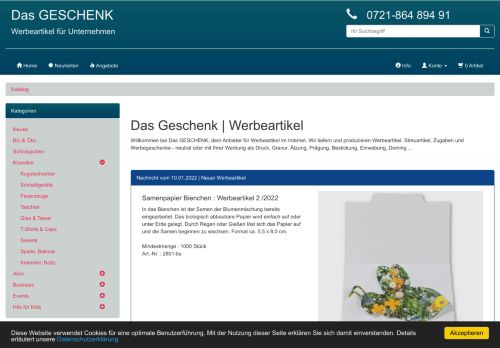Screenshot: Das-Geschenk.com - Werbeartikel