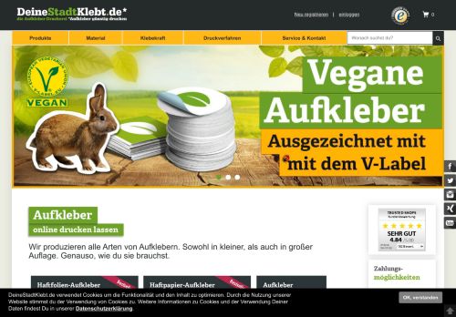 Screenshot DeineStadtKlebt.de - Aufkleberdruck