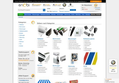 Screenshot: enobi.de - Rollladen, Antriebe und Steuerungen