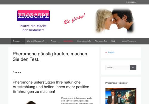 Screenshot: Eroscape - Pheromone für Sie und Ihn