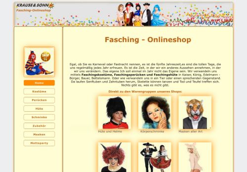 Screenshot Fasching Onlineshop