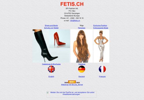 Screenshot: fetis.ch - SFI Fashion Intl.