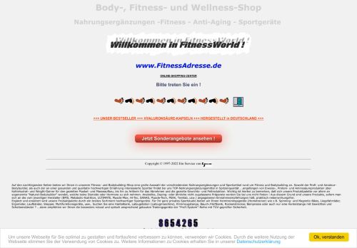 Screenshot FITNESSADRESSE.DE / Sportartikelshop