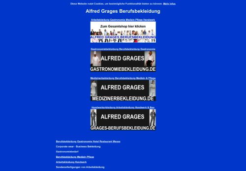 Screenshot Gastronomiebekleidung - Alfred Grages