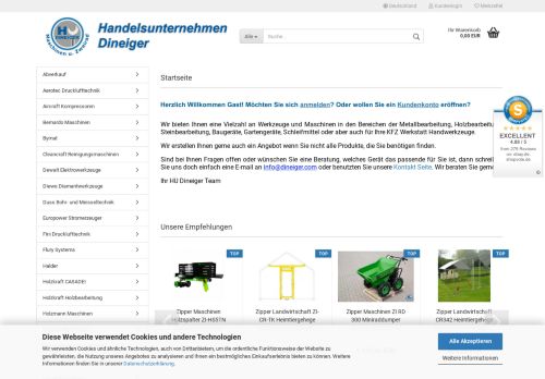 Screenshot geh-dineiger.de - Werkzeuge Maschinen Handel