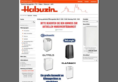 Screenshot Habuzin.de, Ihr Fachgeschäft in Köln