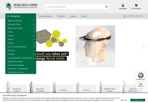 Screenshot: HEIKO WILD GmbH Medizinische Instrumente