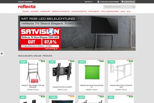 Screenshot Idixa Webshop für Projektionstechnik