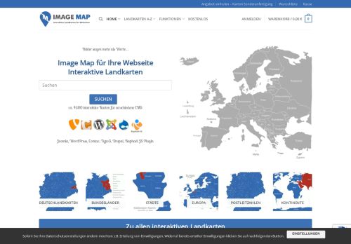 Screenshot Der Image Map Karten Online Shop für CSS und HTML