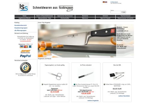 Screenshot ISS Schneidwaren Solingen