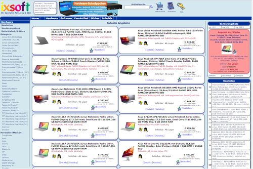 Screenshot ixsoft - Linux-Software, -Hardware & Fan-Artikel
