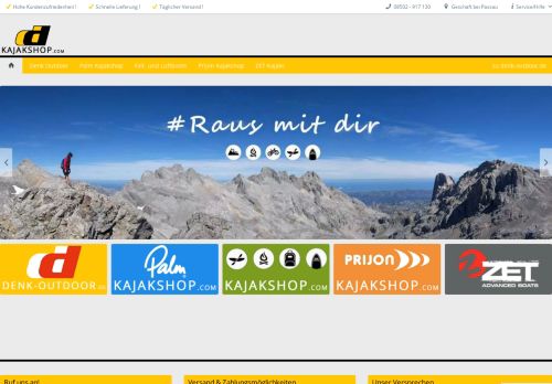 Screenshot Kajakshop Outdoorshop Klettershop