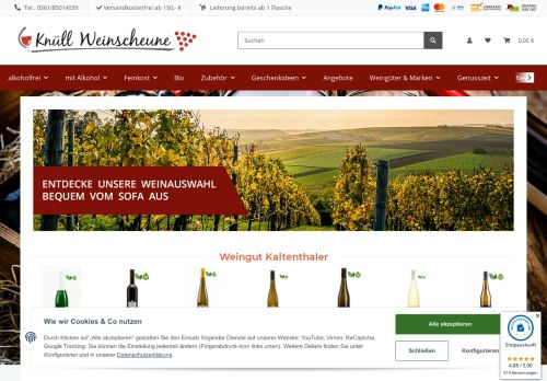 Screenshot Knüll-Weinscheune - alkoholfreier Wein und Sekt