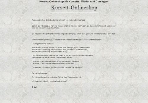 Screenshot Korsett Onlineshop