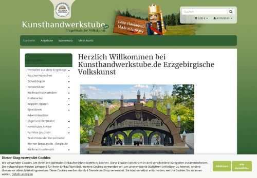 Screenshot Kunsthandwerkstube.de - Erzgebirgische Holzkunst