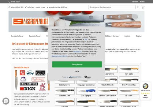Screenshot: Messerspezialist.de