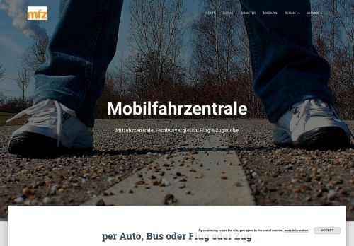 Screenshot Mitfahrzentrale - MFZ.DE
