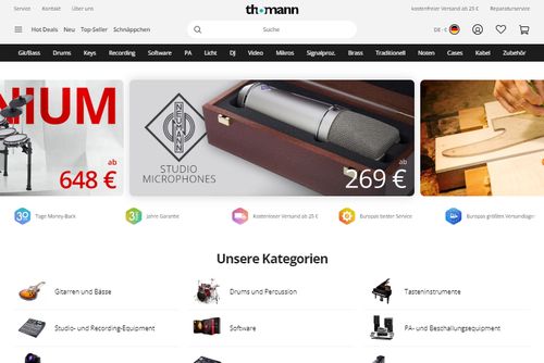 Screenshot: Musik-Service - Web-Shop für Musikinstrumente & Recording