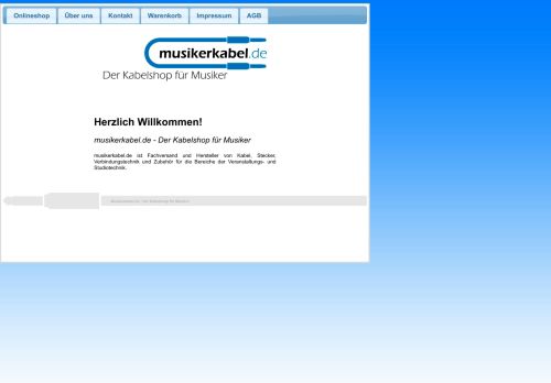 Screenshot: Musikerkabel.de - Der Kabelshop für Musiker