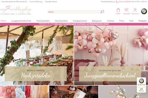 Screenshot myweddingshop.de - Hochzeitsshop