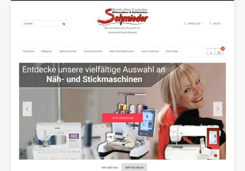 Screenshot naehmaschinen-schmieder.de - Nähmaschinen Stickmaschinen