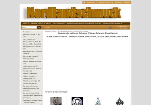 Screenshot: Nordlandschmuck-Shop - Kelten- & Wikingerschmuck