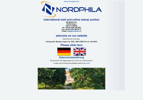 Screenshot: nordphila GmbH - Briefmarkenauktion